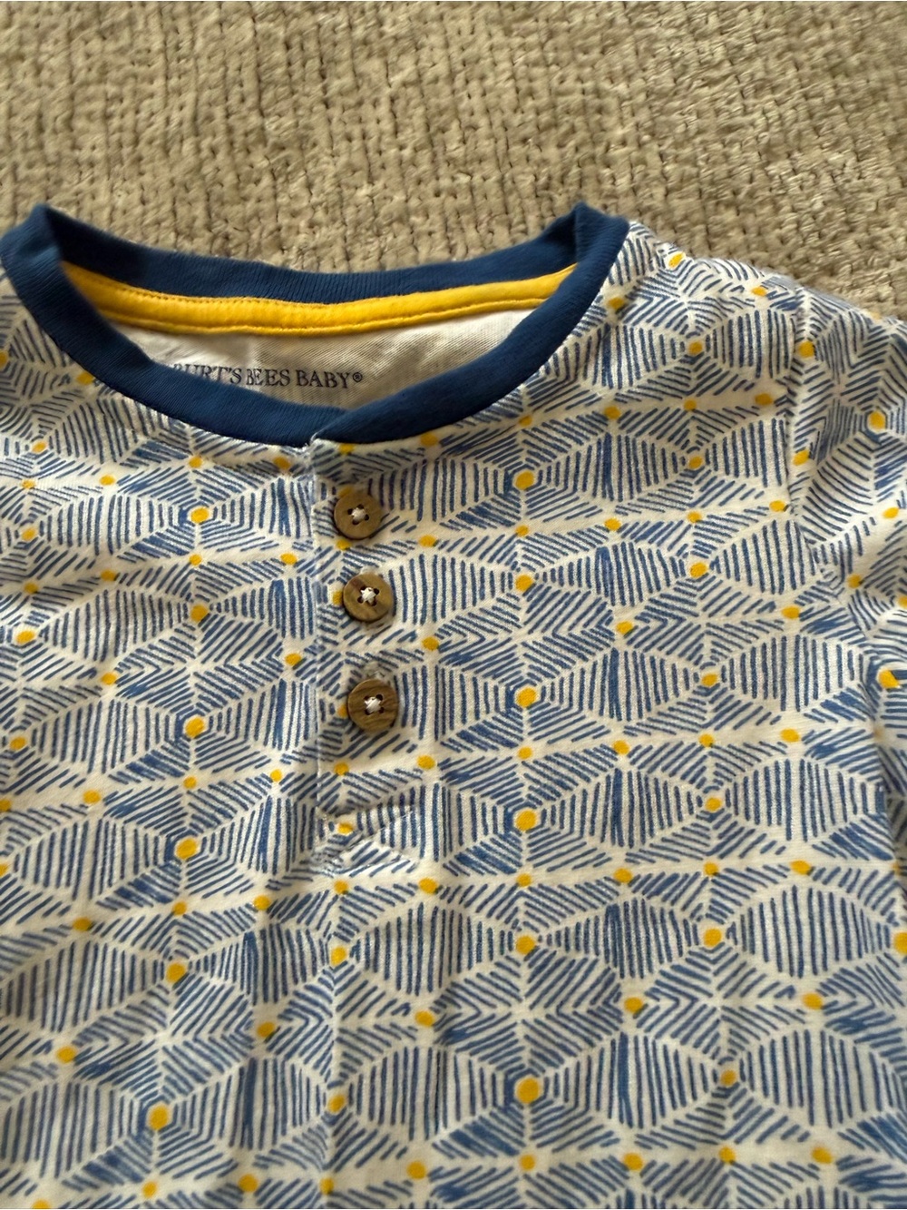 Burt’s Bees Baby Organic Cotton Geometric Print Romper 18M Blue‎ Yellow